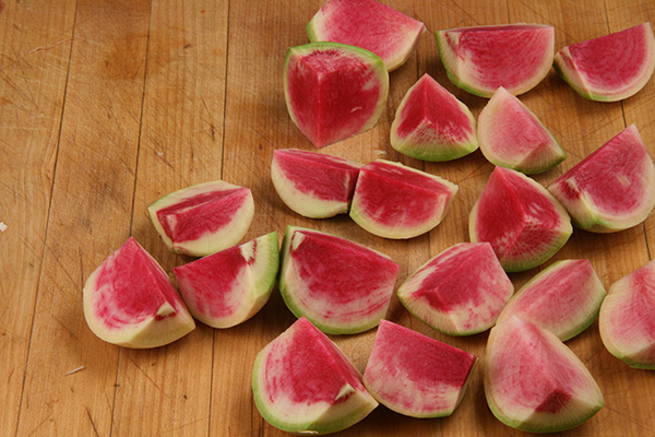 Roasted Watermelon Radishes with Goat Cheese