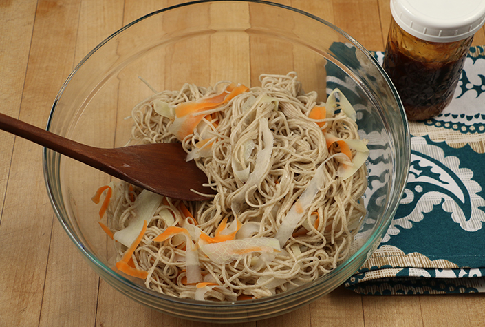 Quick Spicy Soba Noodles with Root Vegetables by Early Morning Farm CSA