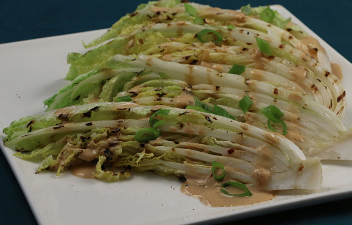 Grilled Napa Cabbage with Peanut Dressing