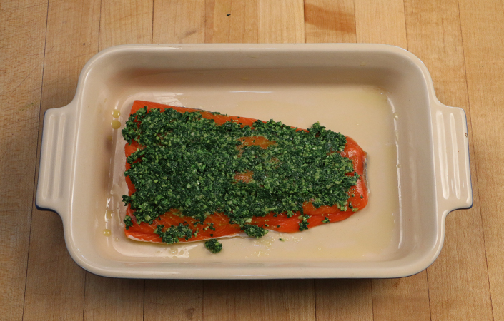 Salmon with Kale Pesto