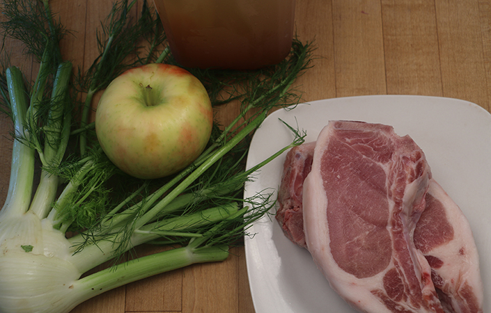 Apple Fennel Braised Pork Chops