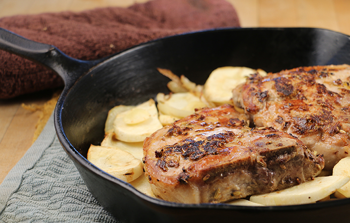 Fennel Crusted Pork Chops with Parsnips