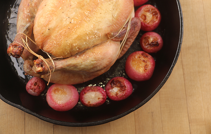 Roasted Chicken with Radishes