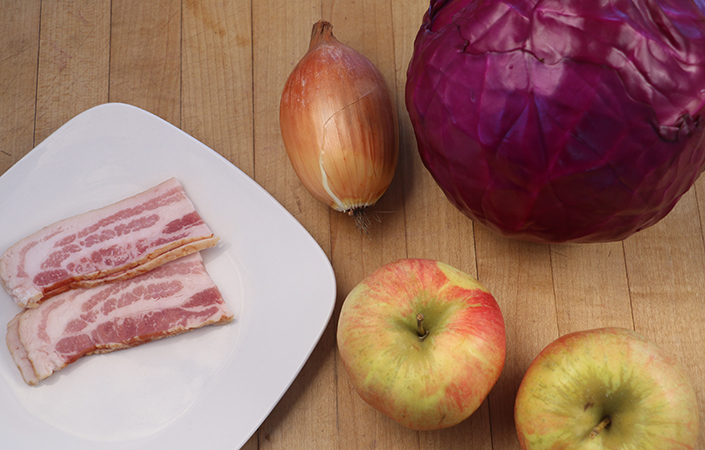 Braised Cabbage & Apples with Bacon