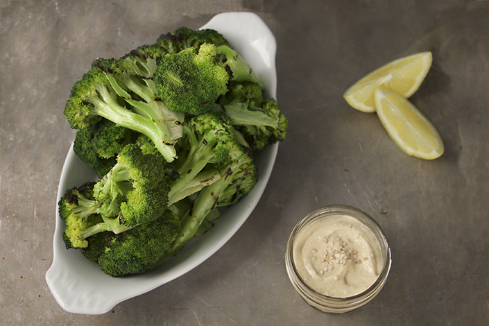 grilled broccoli with tahini