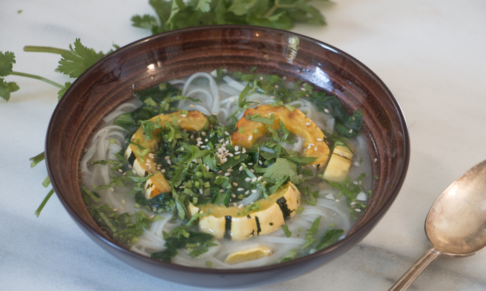 Miso Noodle Soup with Delicata Squash & Greens