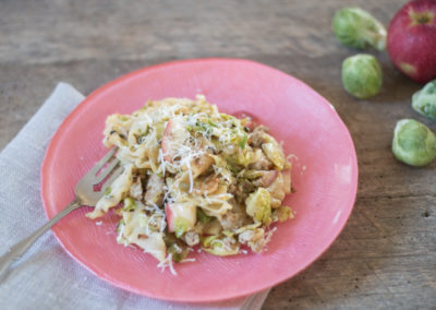 Pasta with Sausage, Brussels Sprouts, & Apple