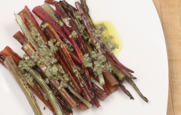 Grilled Swiss Chard Stems