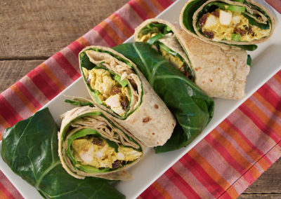 Collard Green Wraps with Curry Chicken Salad