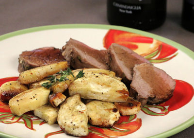 Balsamic Glazed Pork Tenderloin with Black Pepper Tarragon Parsnips