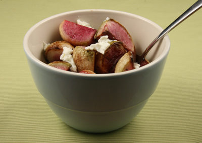 Roasted Watermelon Radish with Goat Cheese