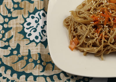 Quick Spicy Soba Noodles and Root Vegetables