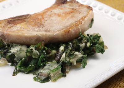 Baked Pork Chops with Swiss Chard